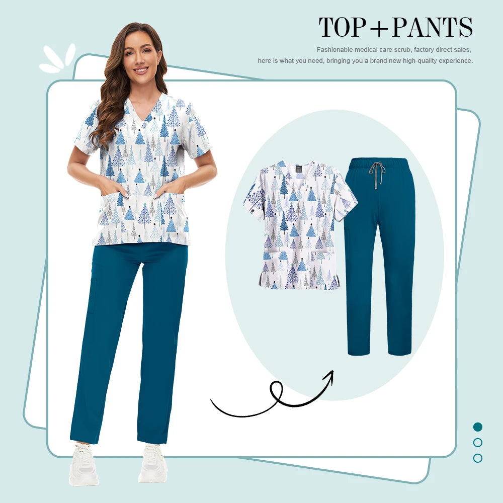 Conjunto Scrub Feminino Estampado – Uniforme Médico Colorido