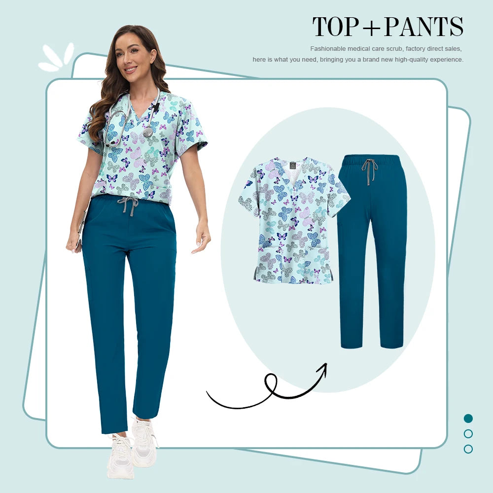 Conjunto Scrub Feminino Estampado – Uniforme Médico Colorido