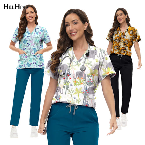 Conjunto Scrub Feminino Estampado – Uniforme Médico Colorido