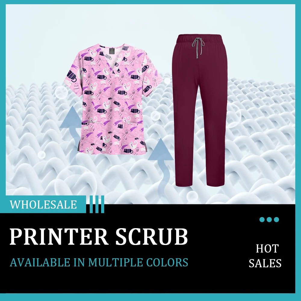 Conjunto Scrub Feminino Estampado – Uniforme Médico Colorido
