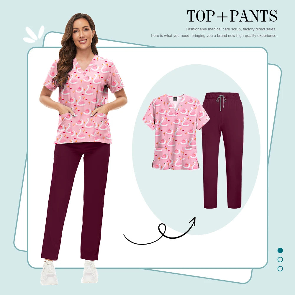 Conjunto Scrub Feminino Estampado – Uniforme Médico Colorido