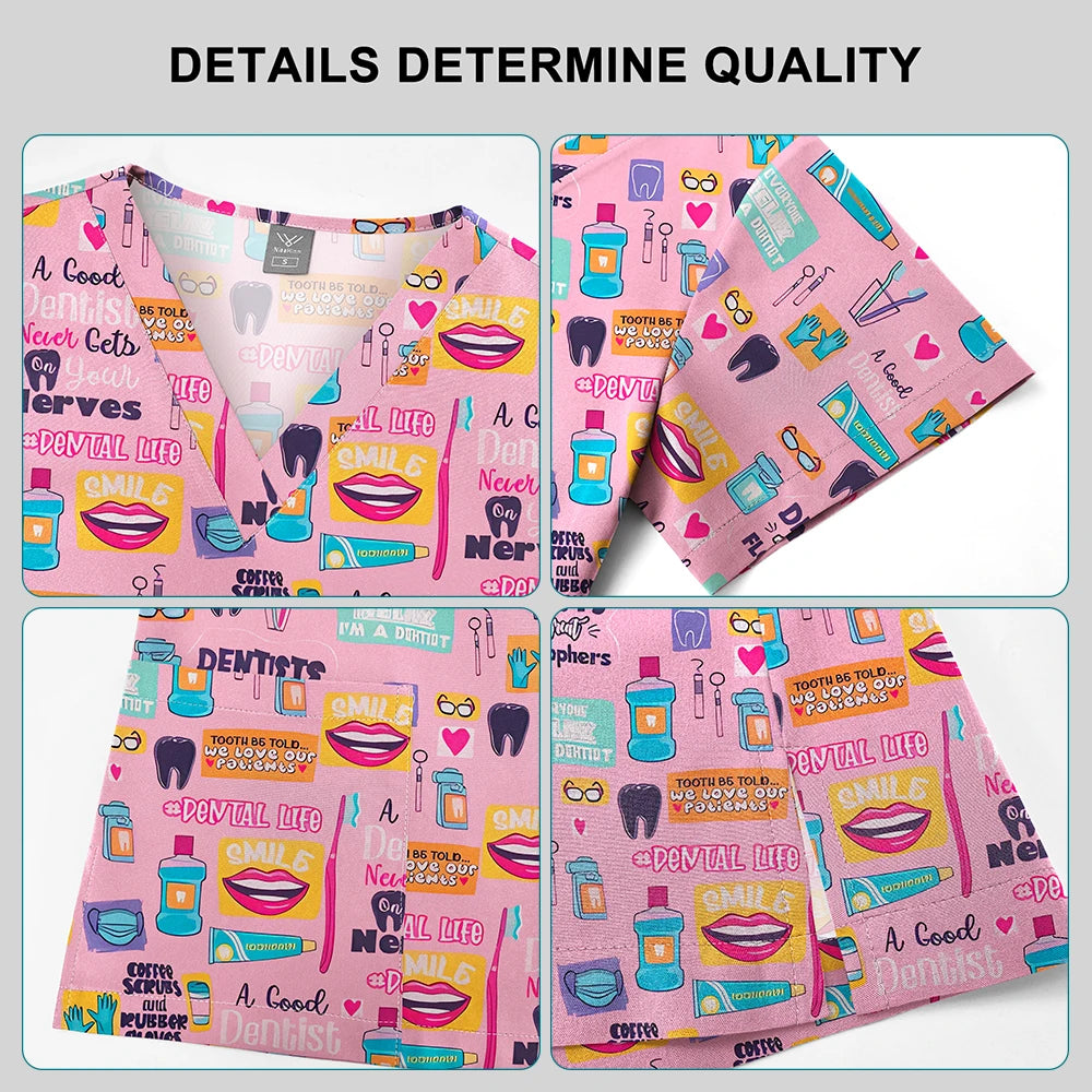 Conjunto Scrub Feminino Estampado – Uniforme Médico Colorido