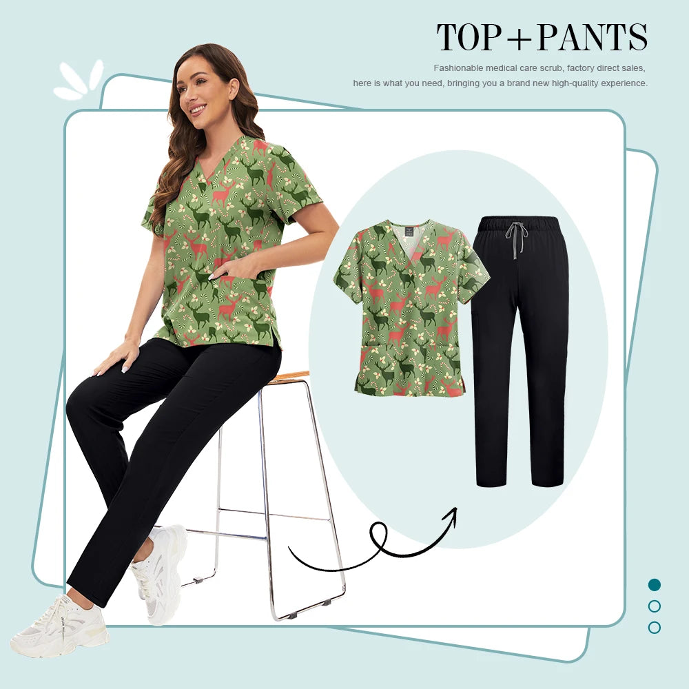 Conjunto Scrub Feminino Estampado – Uniforme Médico Colorido