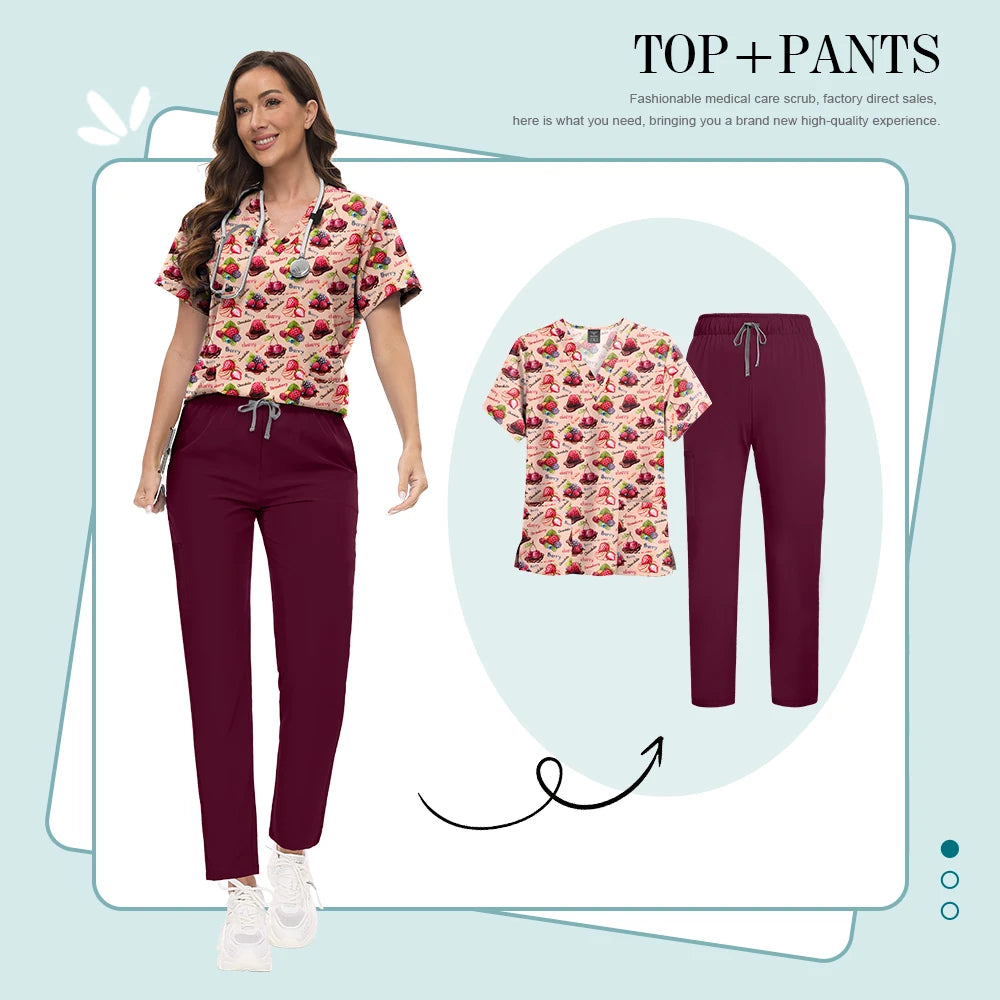 Conjunto Scrub Feminino Estampado – Uniforme Médico Colorido